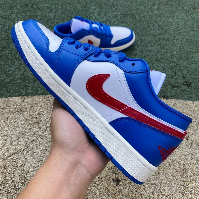 Air Jordan 1 Low White Blue Red Sneakers DC0774-416