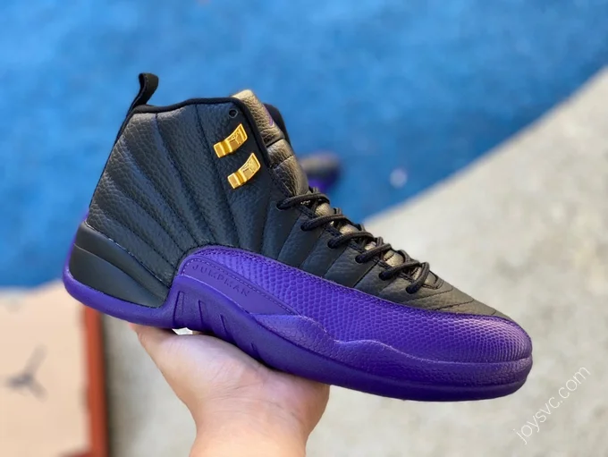 Air Jordan 12 Black Purple Gold Sneakers CT8