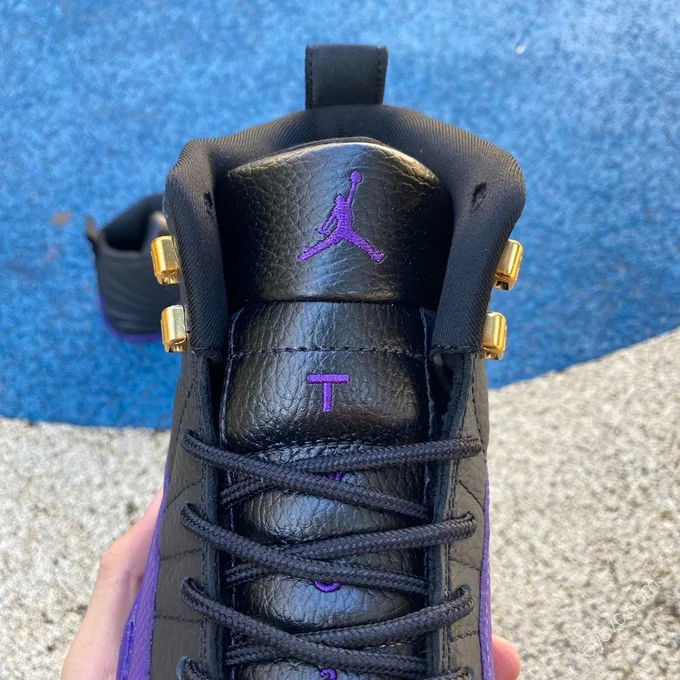 Air Jordan 12 Black Purple Gold Sneakers CT8