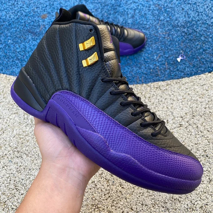 Air Jordan 12 Black Purple Gold Sneakers CT8