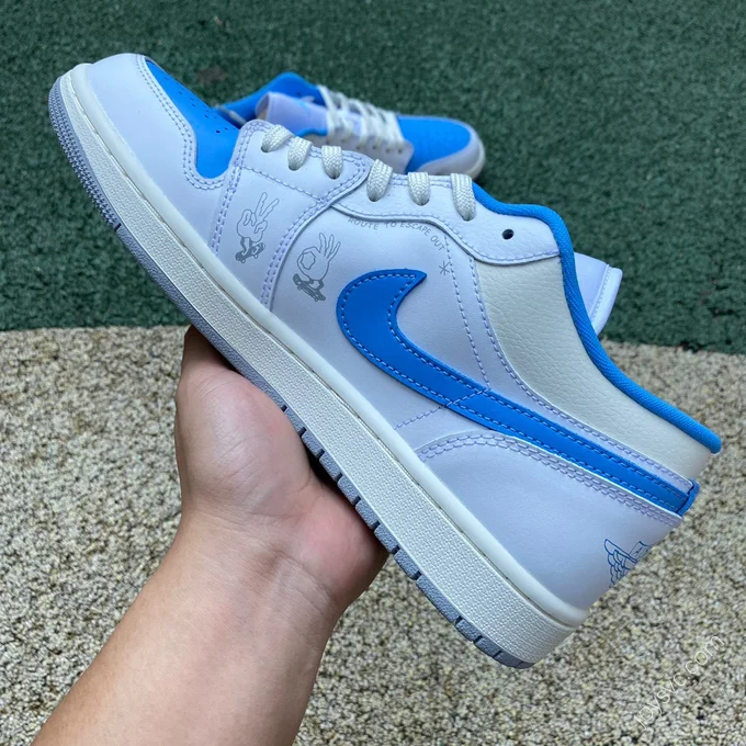 Air Jordan 1 Low White Blue Sneakers FJ7219-441