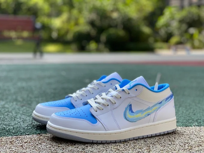 Air Jordan 1 Low White Blue Sneakers FJ7219-441