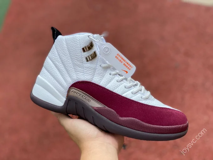 A Ma Maniere x Air Jordan 12 White Burgundy Sneakers DV6989-100