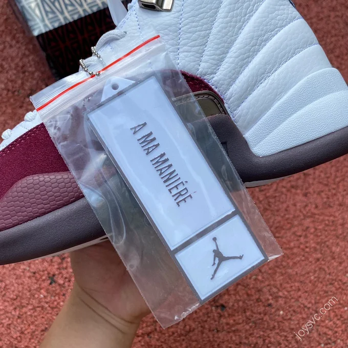 A Ma Maniere x Air Jordan 12 White Burgundy Sneakers DV6989-100