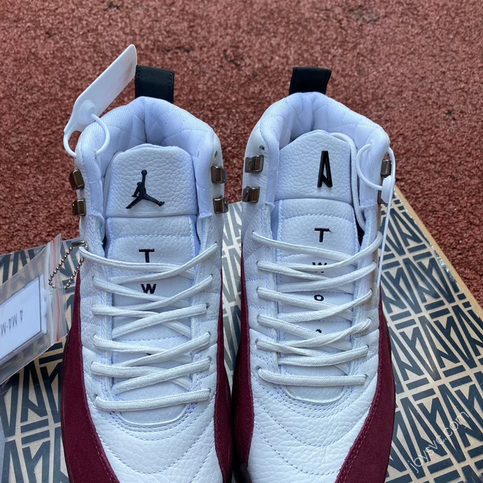 A Ma Maniere x Air Jordan 12 White Burgundy Sneakers DV6989-100