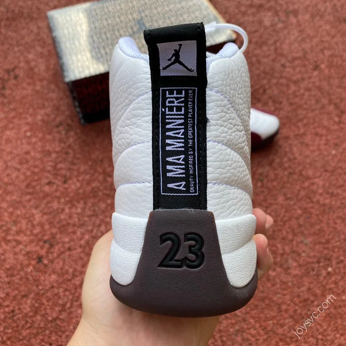 A Ma Maniere x Air Jordan 12 White Burgundy Sneakers DV6989-100