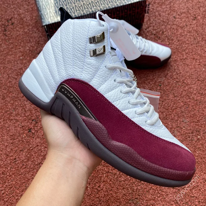 A Ma Maniere x Air Jordan 12 White Burgundy Sneakers DV6989-100