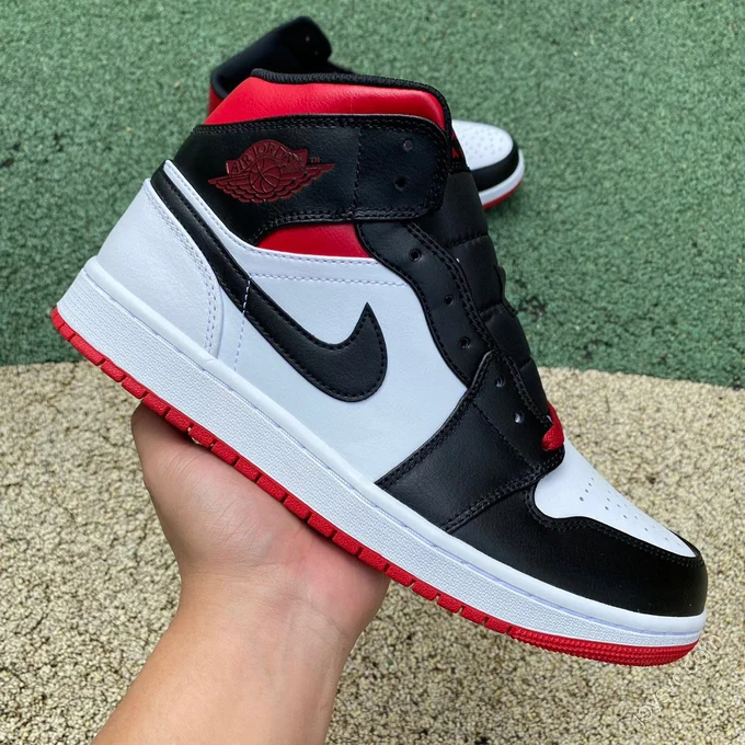 Air Jordan 1 Mid Black Red Sneakers DQ8426-106