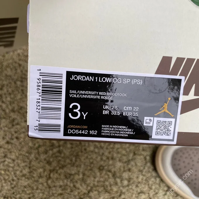 Travis Scott x Air Jordan 1 Low White Tan Kids DO5442-162