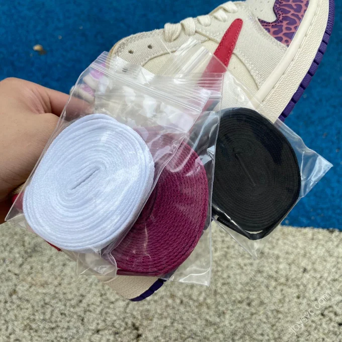 Air Jordan 1 x Travis Scott Low Red White Purple Sneakers DM7866-952