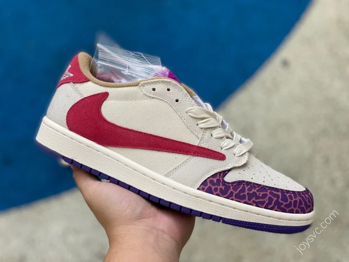 Air Jordan 1 x Travis Scott Low Red White Purple Sneakers DM7866-952