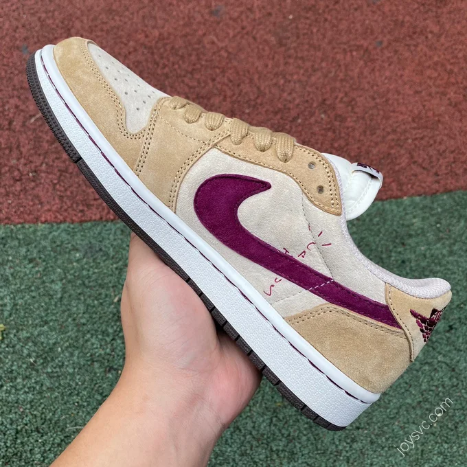 Travis Scott x Air Jordan 1 Low White Tan Red DM7866-811