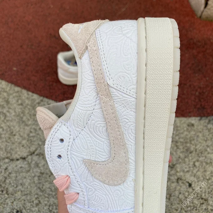 Air Jordan 1 Low White Pink Pattern Sneakers FZ0455-200