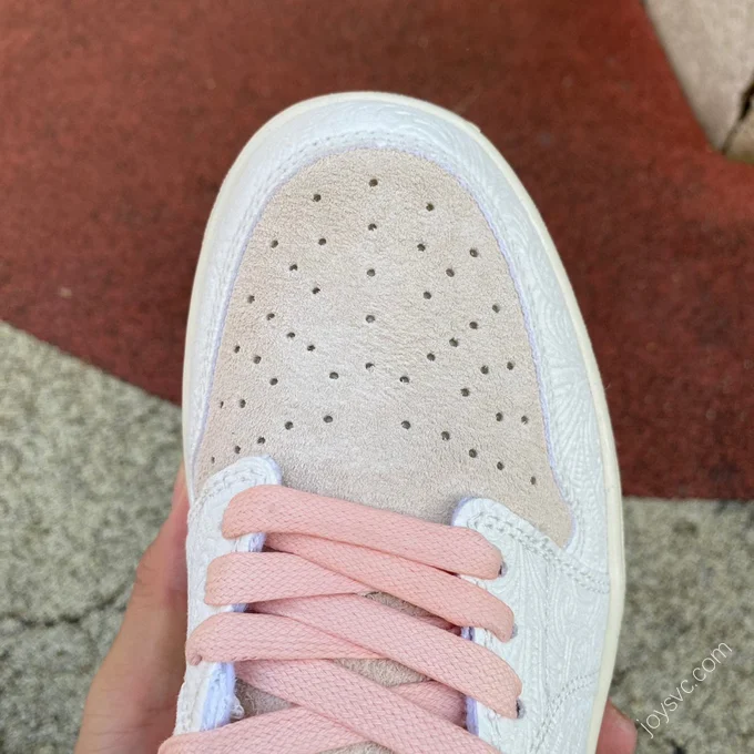 Air Jordan 1 Low White Pink Pattern Sneakers FZ0455-200