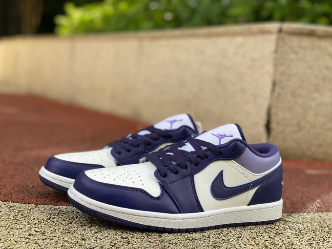 Air Jordan 1 Low White Purple Sneakers 553558-515