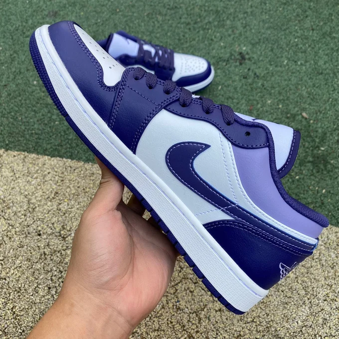 Air Jordan 1 Low White Purple Sneakers 553558-515