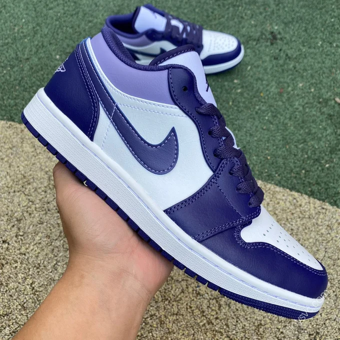 Air Jordan 1 Low White Purple Sneakers 553558-515