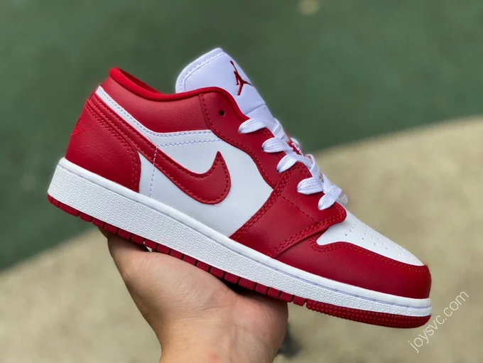 Air Jordan 1 Low White Red Sneakers 553560-615