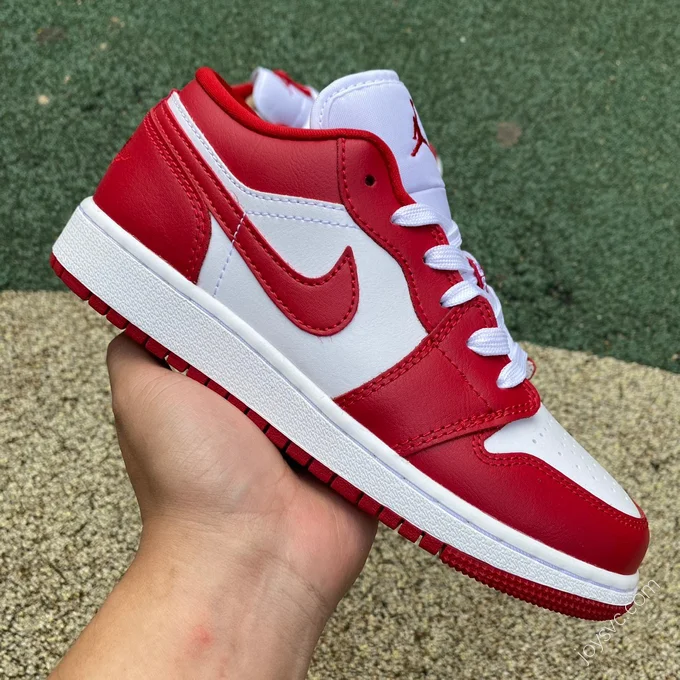 Air Jordan 1 Low White Red Sneakers 553560-615