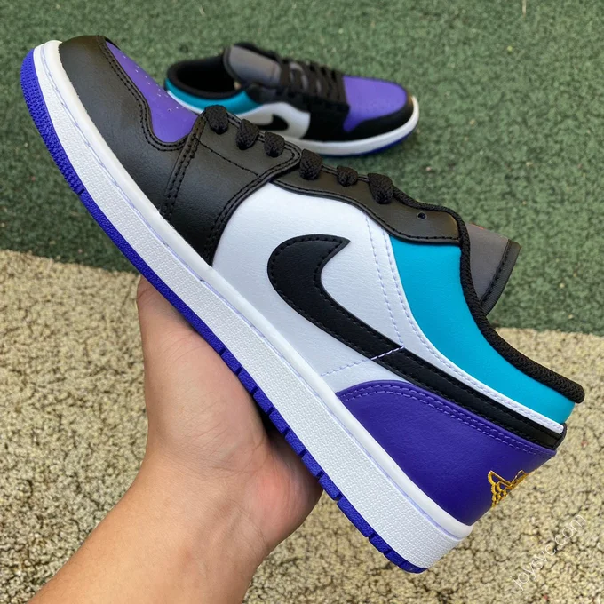 Air Jordan 1 Low White Black Purple Sneakers 553558-154