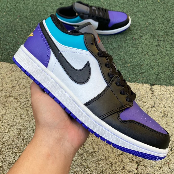 Air Jordan 1 Low White Black Purple Sneakers 553558-154