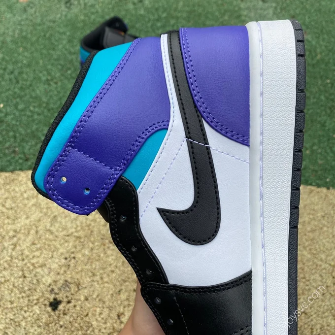 Air Jordan 1 Mid Black White Purple Sneakers DQ8426-154