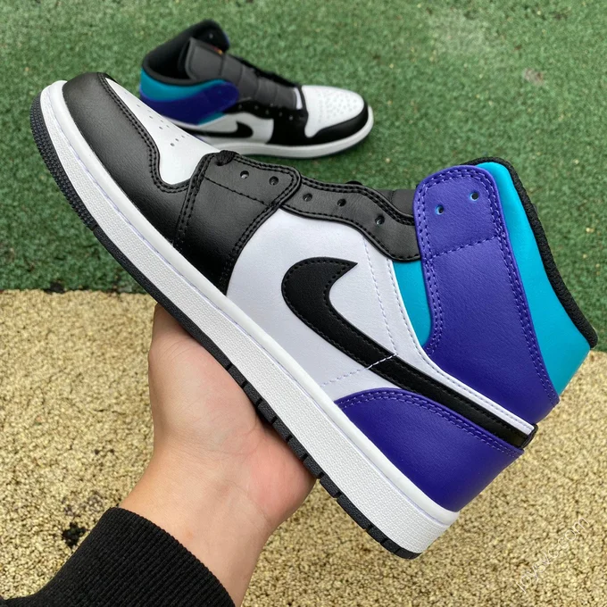 Air Jordan 1 Mid Black White Purple Sneakers DQ8426-154