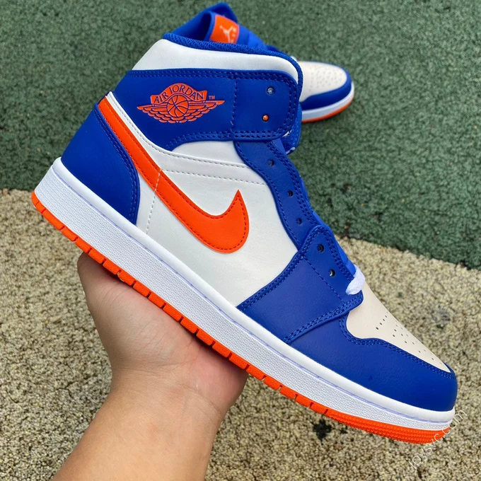 Air Jordan 1 Mid White Blue Orange Sneakers FD1029-400