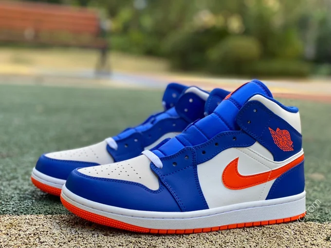 Air Jordan 1 Mid White Blue Orange Sneakers FD1029-400