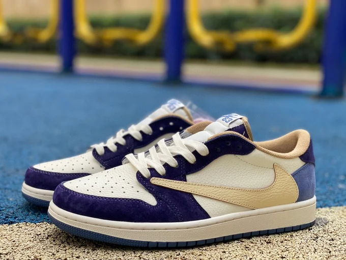 Travis Scott x Air Jordan 1 Low Golf White Blue Purple DN7866-808