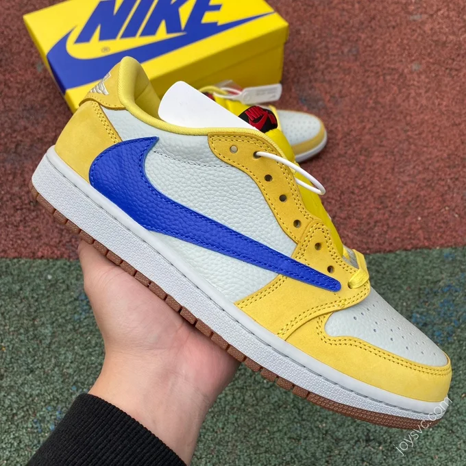 Travis Scott x Air Jordan 1 Low Canary White Yellow Blue DZ4137-700