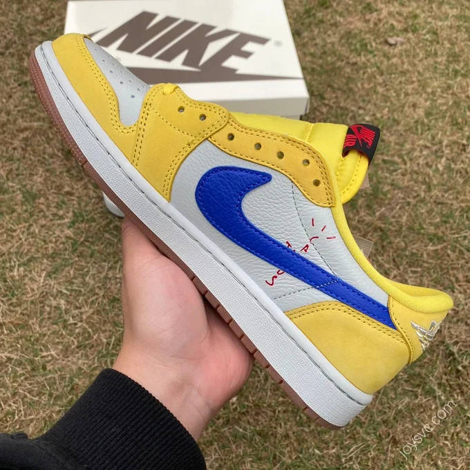 Travis Scott x Air Jordan 1 Low Canary White Yellow Blue Y DZ4137-700