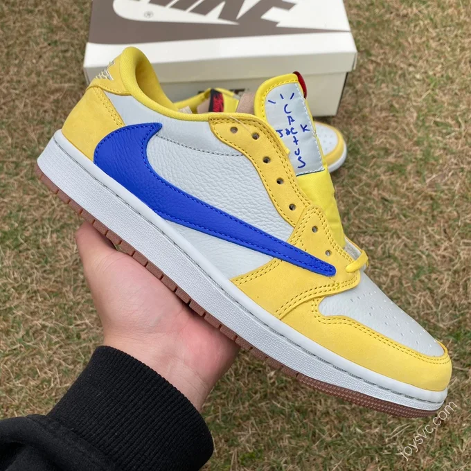 Travis Scott x Air Jordan 1 Low Canary White Yellow Blue Y DZ4137-700