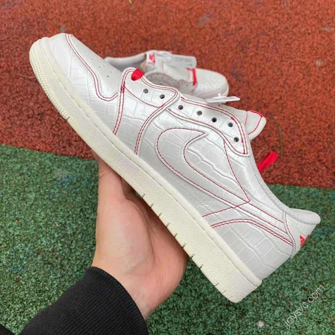 Travis Scott x Air Jordan 1 Low Golf White Red Crack DM7866-601