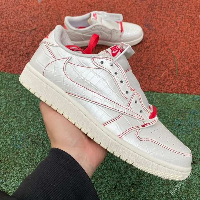 Travis Scott x Air Jordan 1 Low Golf White Red Crack DM7866-601