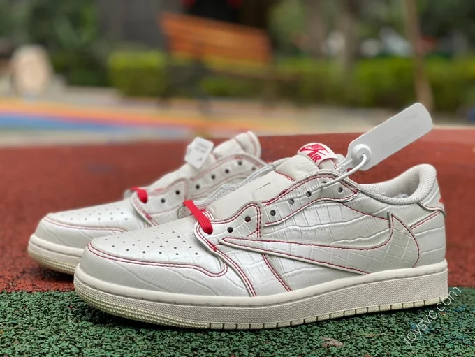 Travis Scott x Air Jordan 1 Low Golf White Red Crack DM7866-601