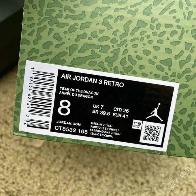 Air Jordan 3 White Green Dragon Year Sneaker CT8532-166