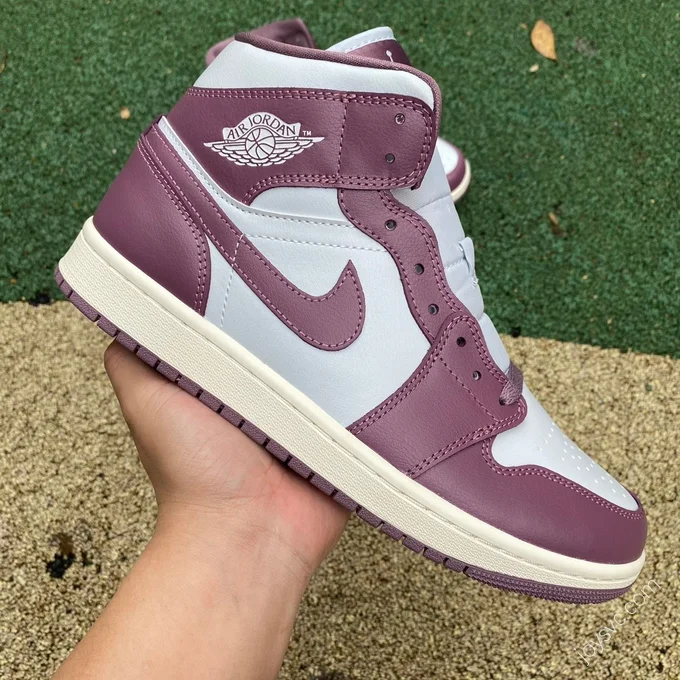 Air Jordan 1 Mid White Purple Red Sneakers BQ6472-050