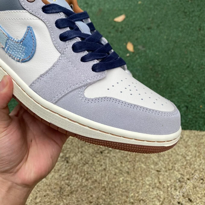 Air Jordan 1 Low White Blue Denim Sneakers FZ5042-041