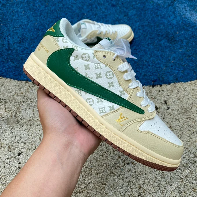 Travis Scott x Air Jordan 1 Low x Louis Vuitton Yellow Green Sneakers LX1988-300