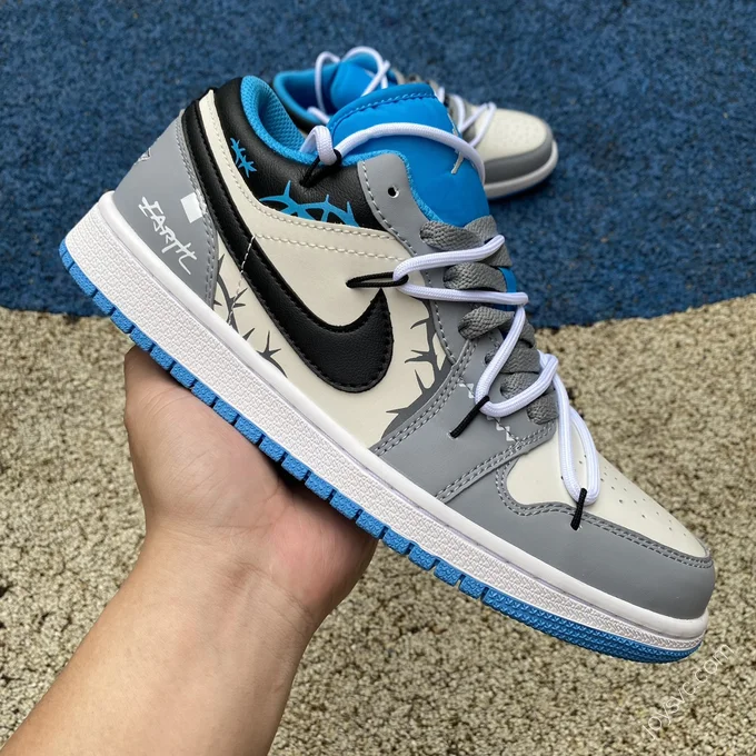 Air Jordan 1 Low Grey Blue Sneakers 553558-174