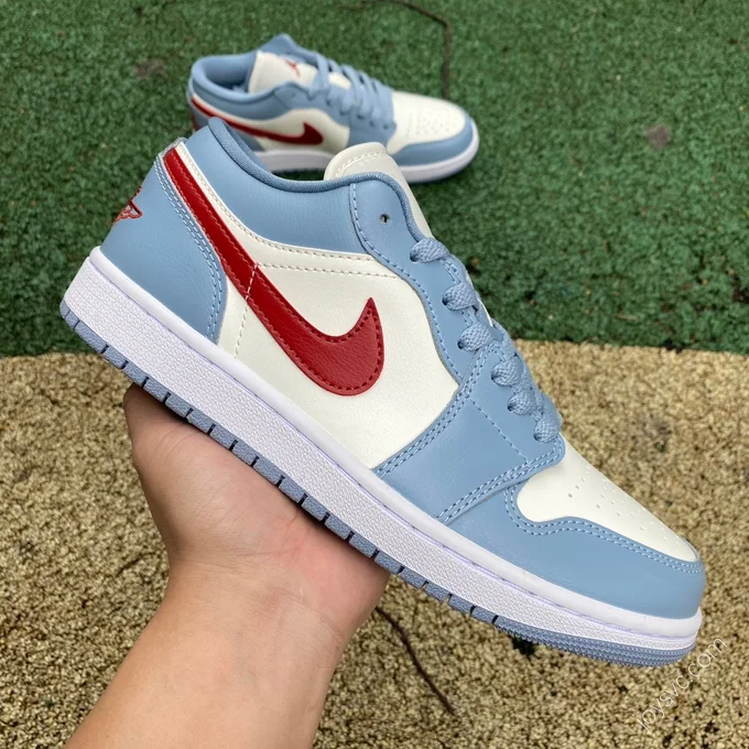 Air Jordan 1 Low White Blue Red Sneakers DC0774-164