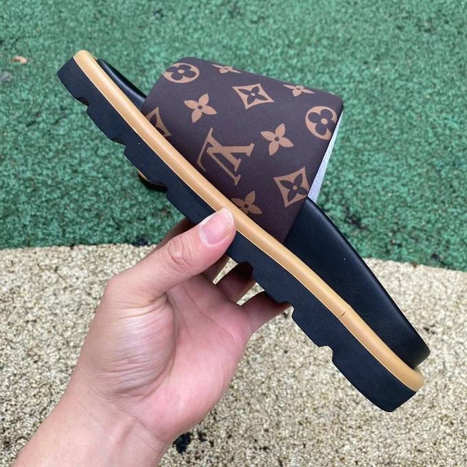 LOUIS VUITTON Slides Black Brown