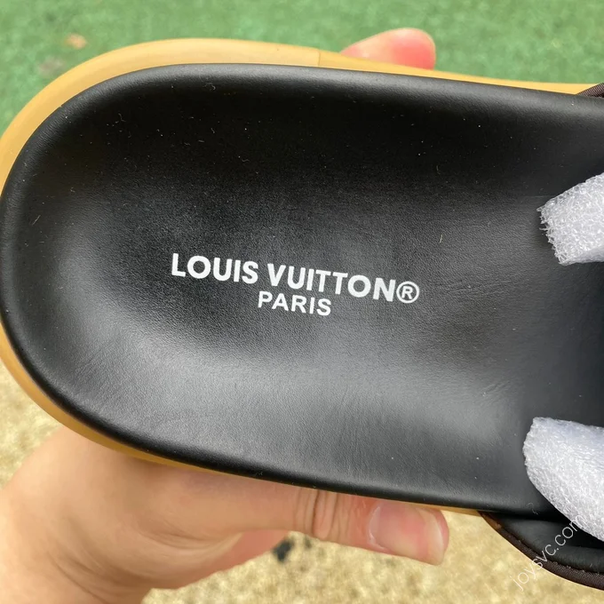 LOUIS VUITTON Slides Black Brown