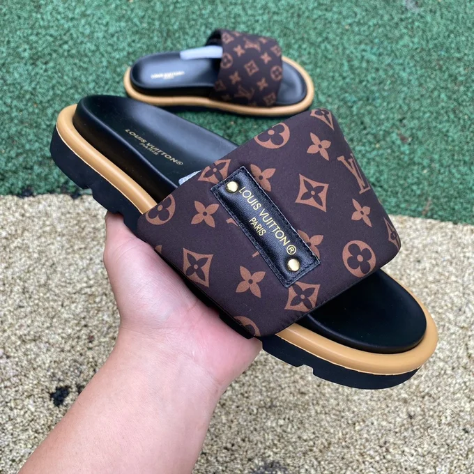 LOUIS VUITTON Slides Black Brown