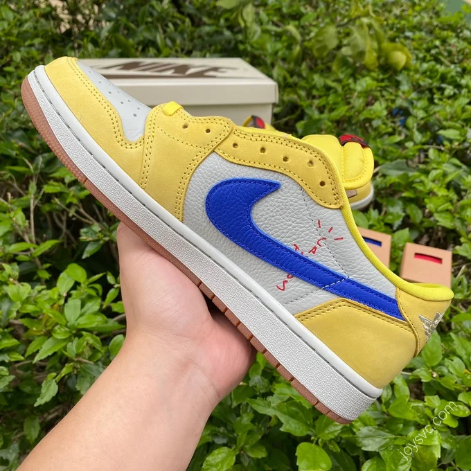 Travis Scott x Air Jordan 1 Low Canary White Yellow Blue DG 2.0 D