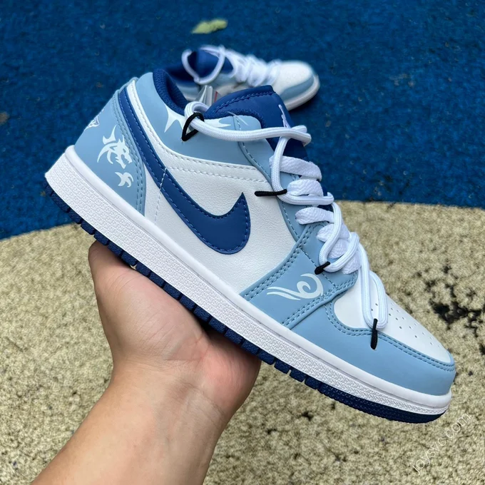 Air Jordan 1 Low White Blue Sneakers 553558-414