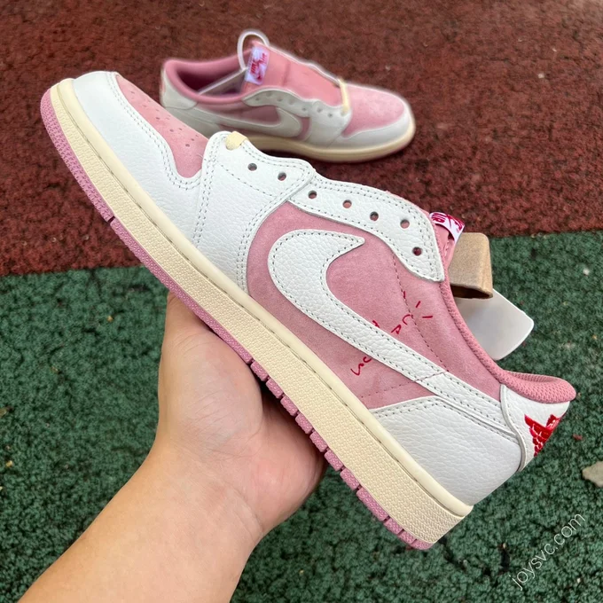 Travis Scott x Air Jordan 1 Low Pink White Sneakers DM7886-600