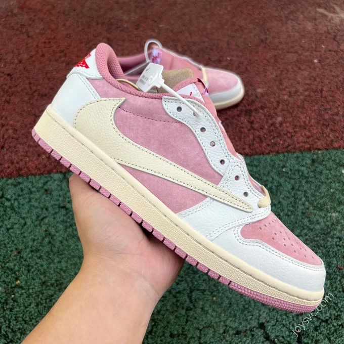 Travis Scott x Air Jordan 1 Low Pink White Sneakers DM7886-600