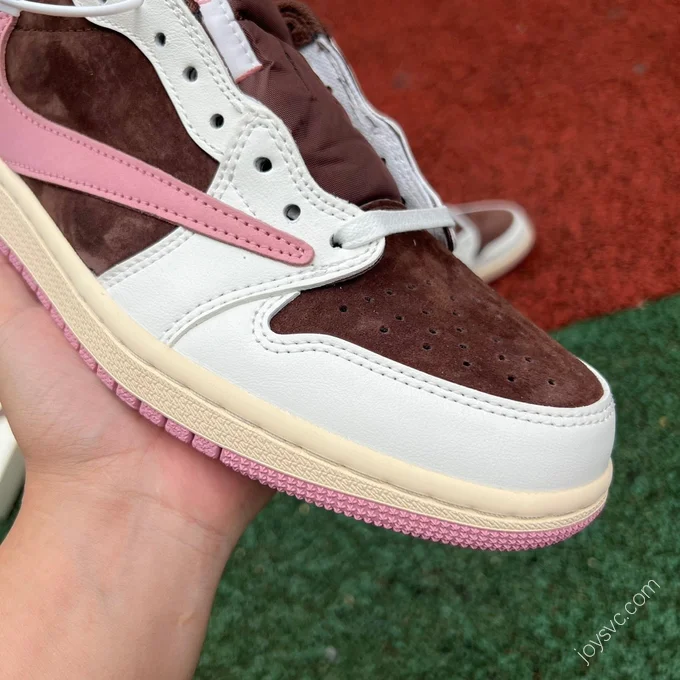 Travis Scott x Air Jordan 1 Low White Burgundy Pink DZ4137-206